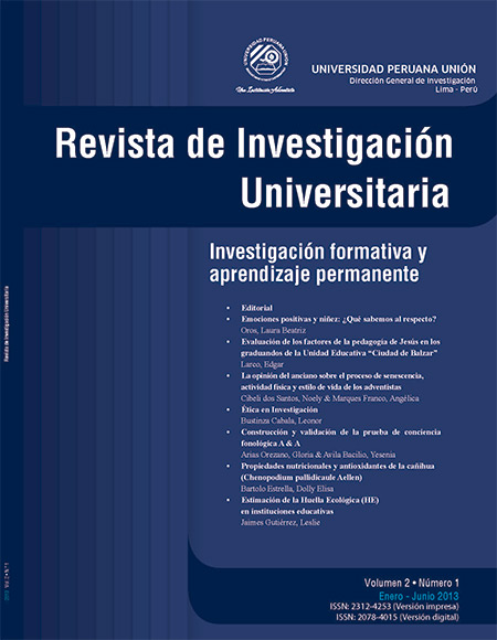 					View Vol. 2 No. 1 (2013): Revista de Investigación Universitaria
				